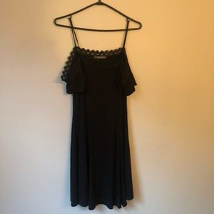 Cute cap sleeved mid length black dress